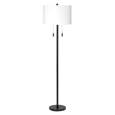 Alden Décor Anders 2-Light Metal Floor Lamp, Black
