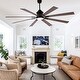 preview thumbnail 2 of 12, Cusp Barn 72 Inch Indoor/Outdoor Black Modern Large Ceiling Fan with Lights and Remote, Reversible Quiet DC Motor Ceiling Fan