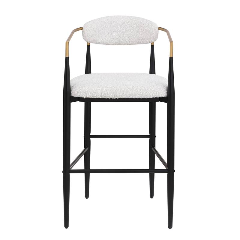 Barstools Set of 2, Counter Height Upholstered Bar Stools with Backs and Iron Legs for Kitchen Island, 260LBS Weight Capacity