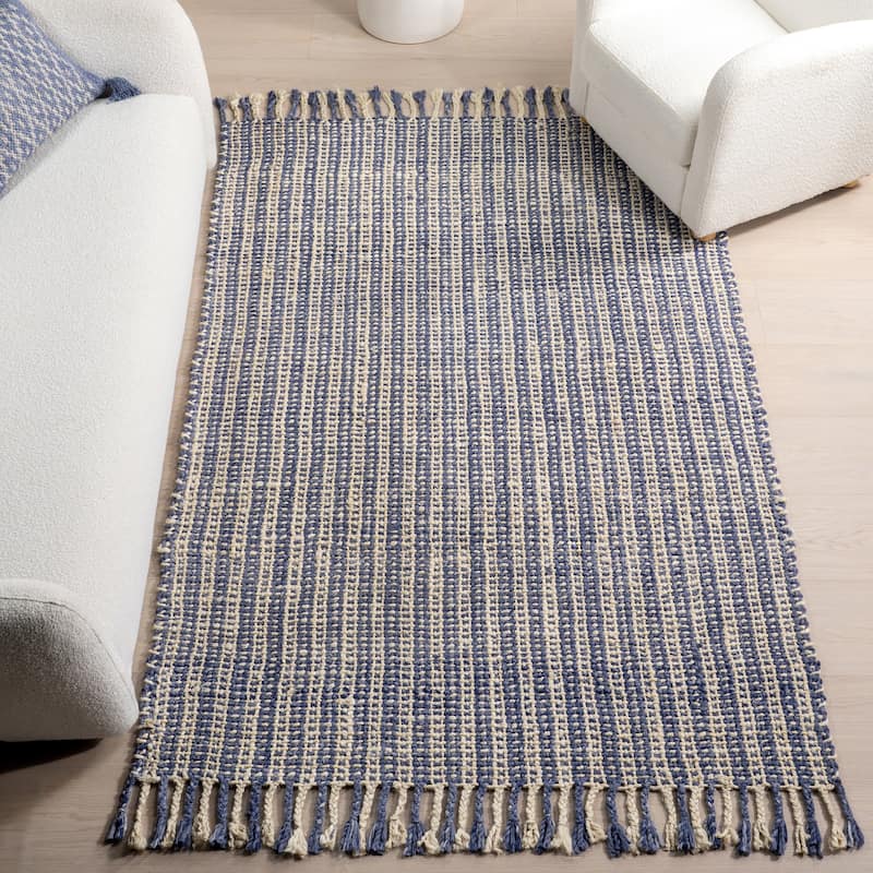 Nuloom Capri Farmhouse Striped Area Rug. - 5' x 8' - Light Blue - Rectangle