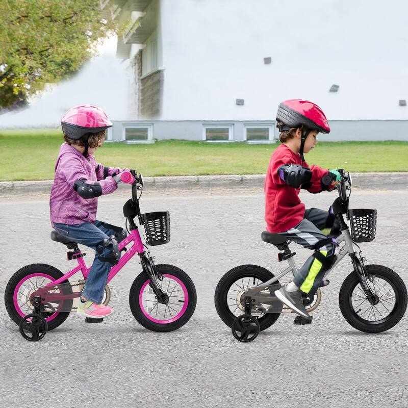 Kids Bike with Basket Adjustable Seat and Training Wheels
