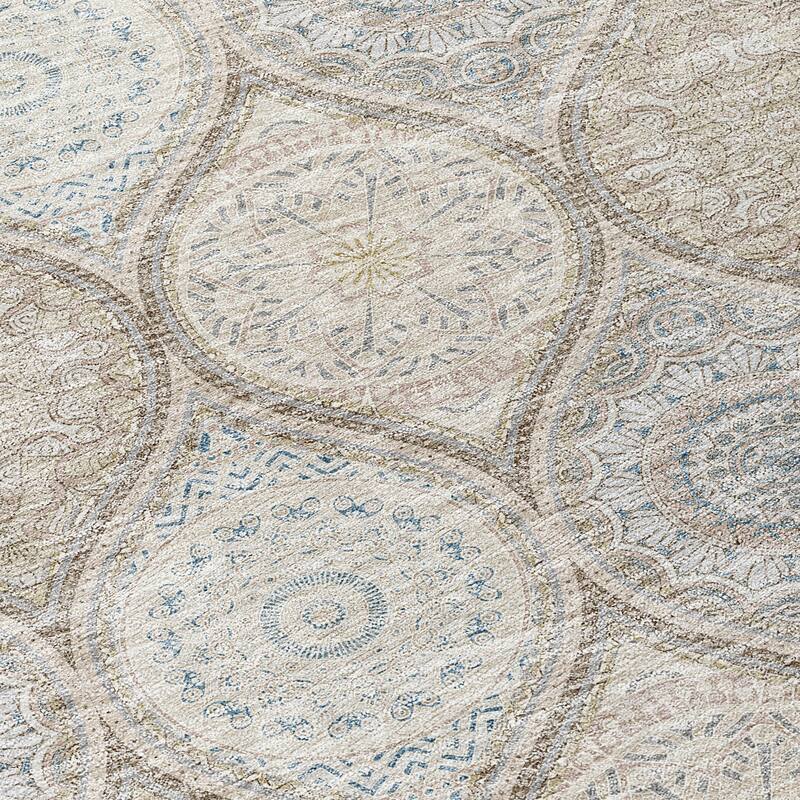 Machine Washable Indoor/ Outdoor Boho Mosaic Chantille Rug