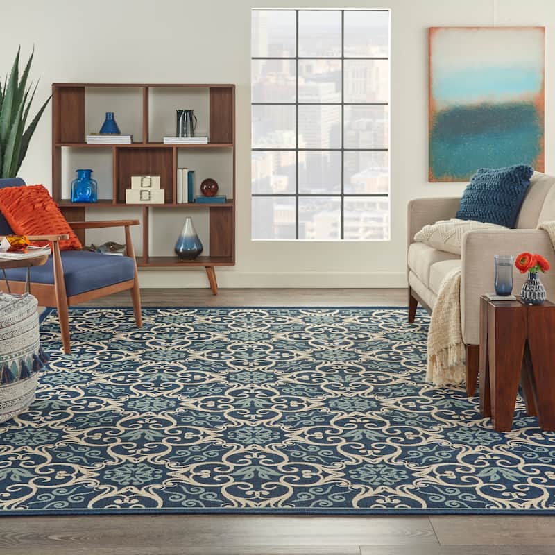 Nourison Caribbean Floral Geometric Indoor/Outdoor Area Rug