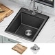 preview thumbnail 19 of 146, KRAUS Bellucci Workstation Topmount Drop-in Granite Kitchen Sink 18" L x 22" W - Metallic Black