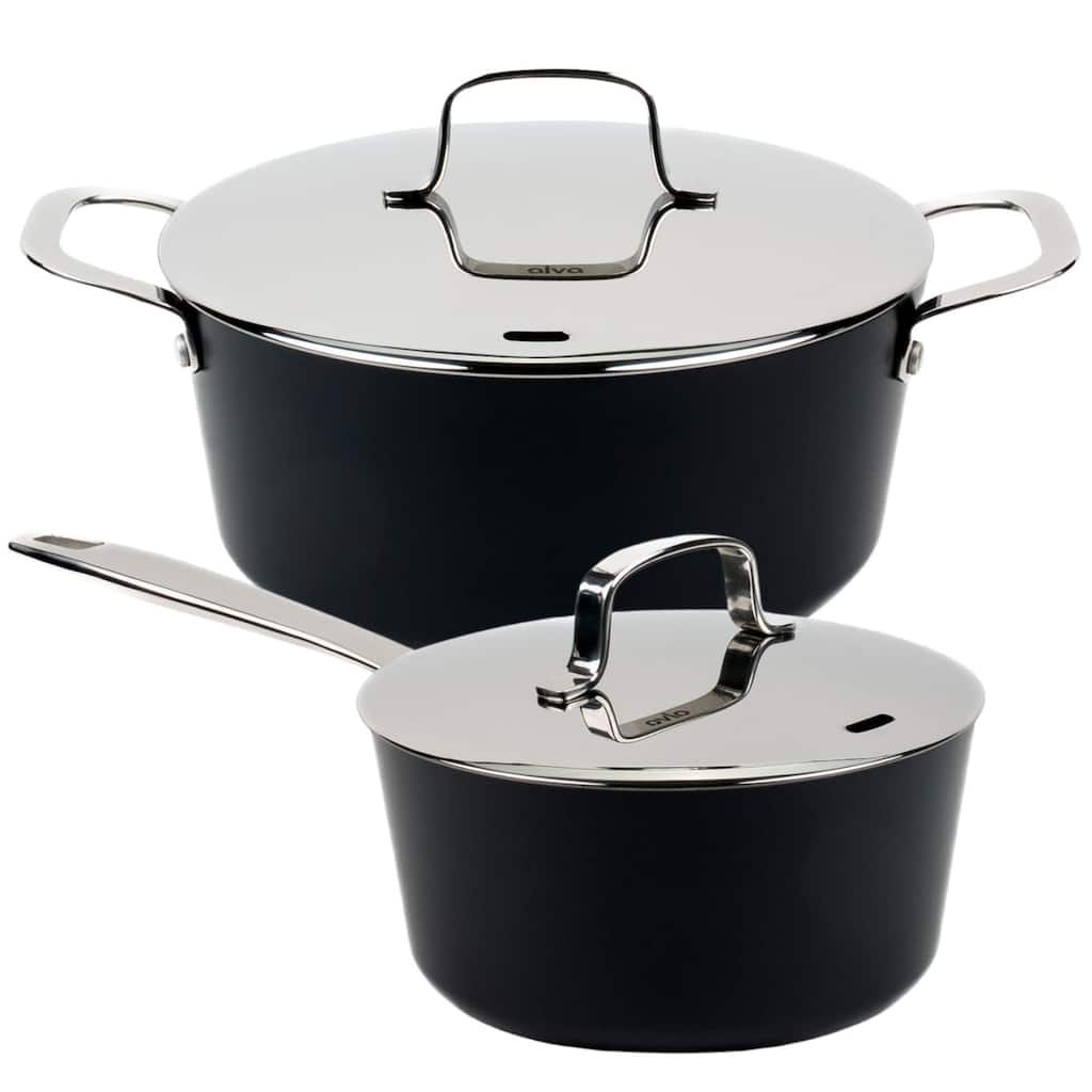 Alva Maestro 4.5-Quart Ceramic Coated Nonstick Stock Pot & 2QT Ceramic Nonstick Saucepan with Lid