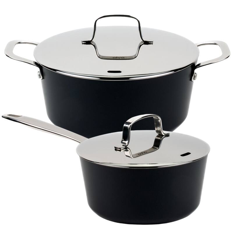 Alva Maestro 4.5-Quart Ceramic Coated Nonstick Stock Pot & 2QT Ceramic Nonstick Saucepan with Lid - Set of 4