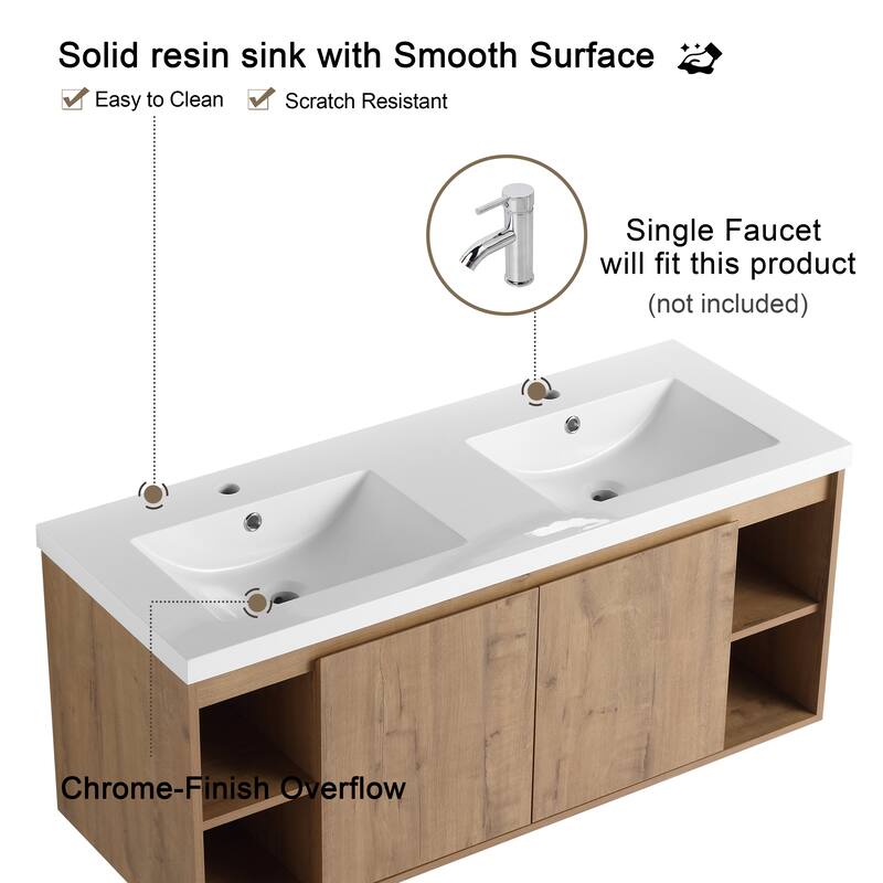 Malwee 48" Floating Bathroom Vanity with Resin Sink