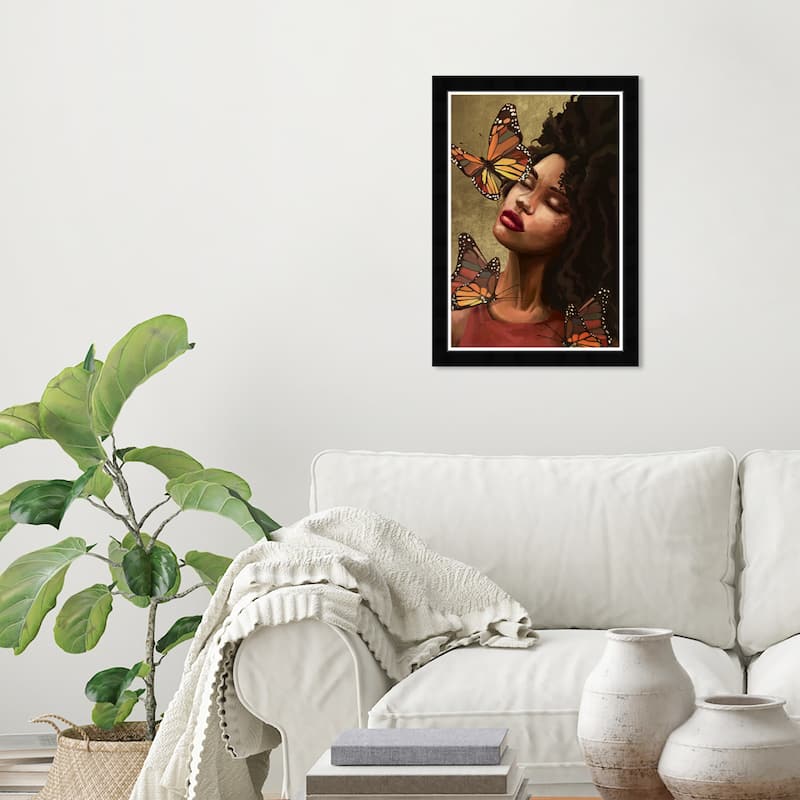 Wynwood Studio Prints Fashion and Glam Golden Fall Butterflies Gold and Metallic Gold Glam Wall Art Canvas Print - Black