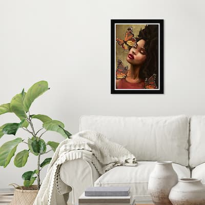 Wynwood Studio Prints Fashion and Glam Golden Fall Butterflies Gold and Metallic Gold Glam Wall Art Canvas Print