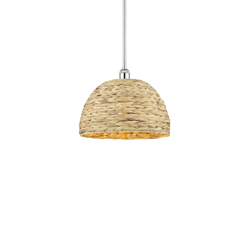 Innovations Lighting 616-1S-13-16 Woven Rattan Pendant Woven Rattan - Polished Chrome / Natural