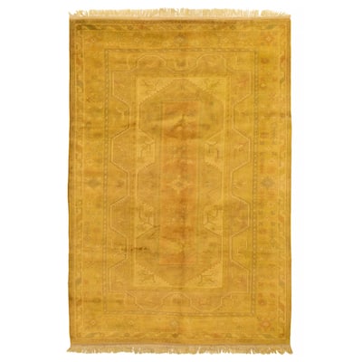ECARPETGALLERY Hand-knotted Color Transition Dark Gold Wool Rug - 6'11 x 10'0