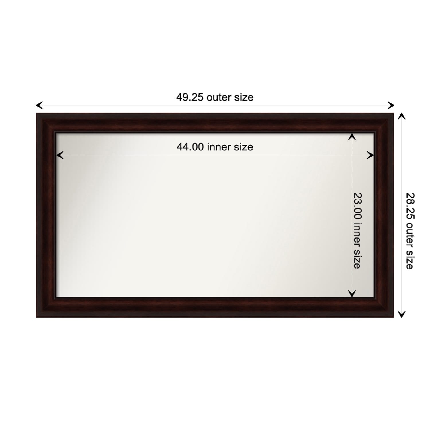 Coffee Bean Brown Framed Non-Beveled Custom Wall Mirror, Bathroom Vanity Mirror