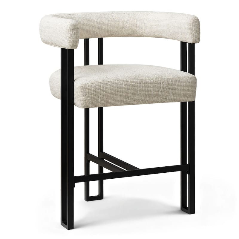 24" Seat Height Upholstered Tweed Solid Back Counter Stool