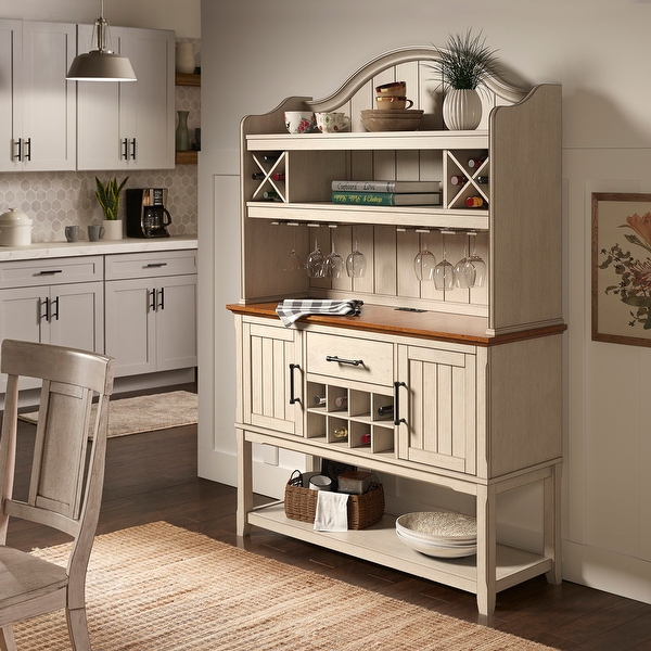 Deanford antique store white accent cabinet