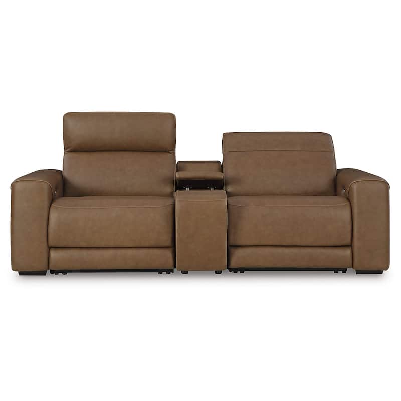 Signature Design by Ashley Rally-Up Brown 3-Piece Power Reclining Sectional Loveseat with Console - 97" W x 40" D x 34" H
