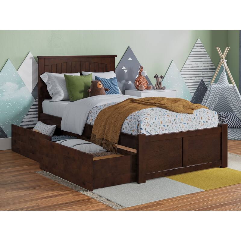 Nantucket Platform Bed with Footboard and Storage Drawers
