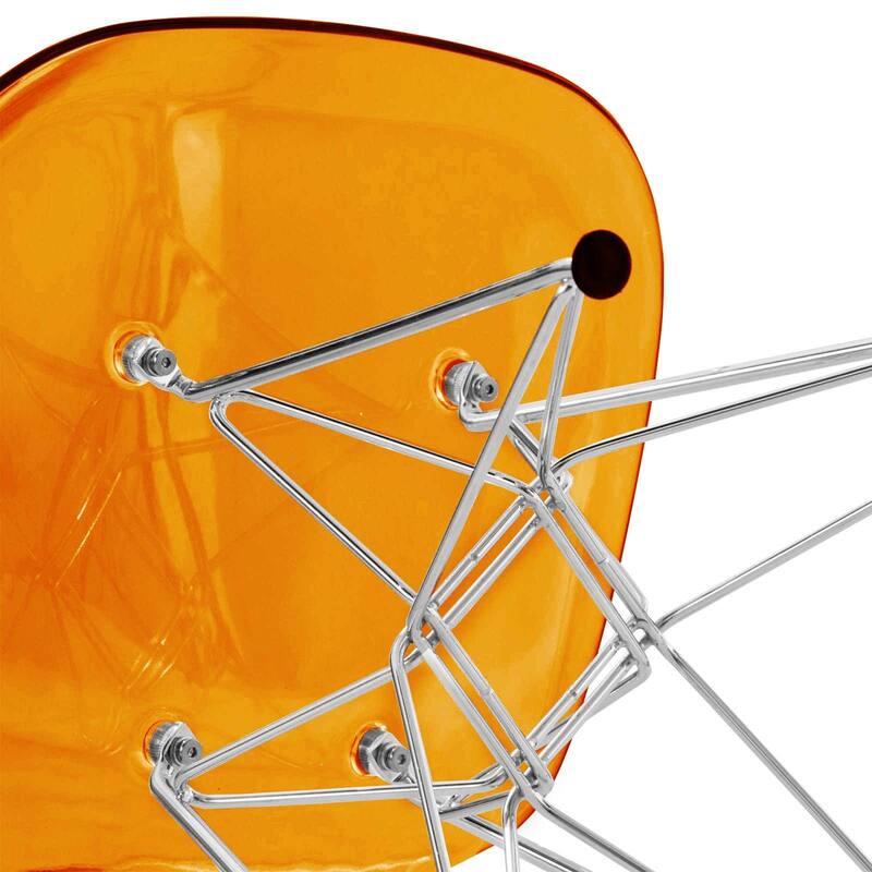 Cresco Ergonomic Modern Shell Seat Dining Chair with Chrome Eiffel Base and Curved Back Accent Side Chair (Set of 4)