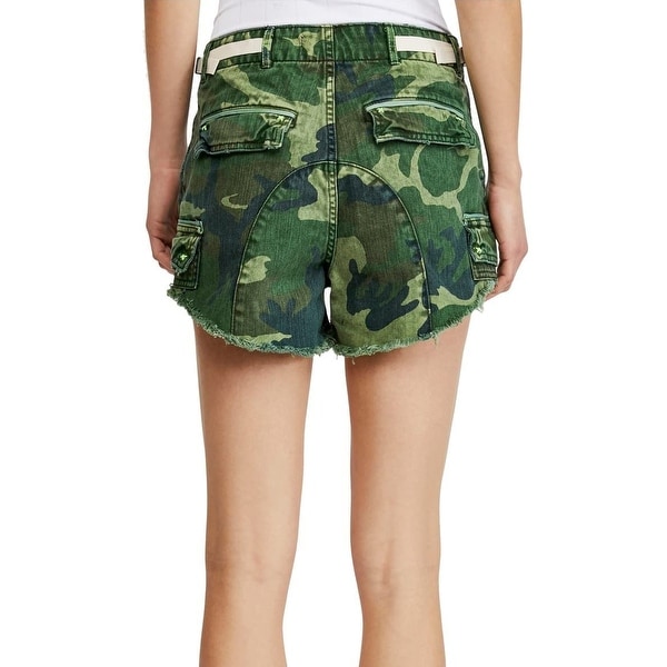 green denim shorts womens