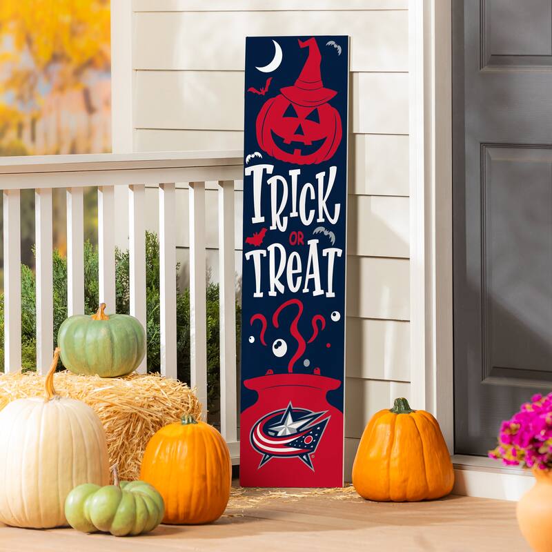47" Double Sided Seasonal Porch Leaner, Columbus Blue Jackets - 47" x 11.25" - Halloween