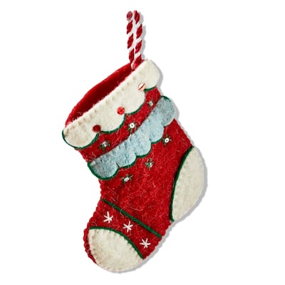 Whimsy Stacking Gift Card Holder Tree Ornaments Multicolor Wool Christmas Decor 25 in H x 425 in L x 45 in W
