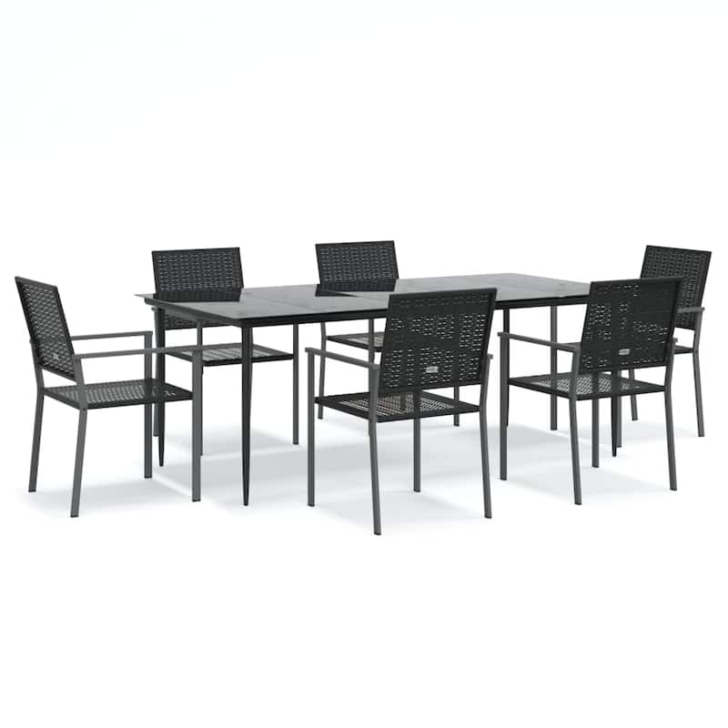 vidaXL 3/5/7/9 Piece Patio Dining Set with Cushions Poly Rattan and Steel