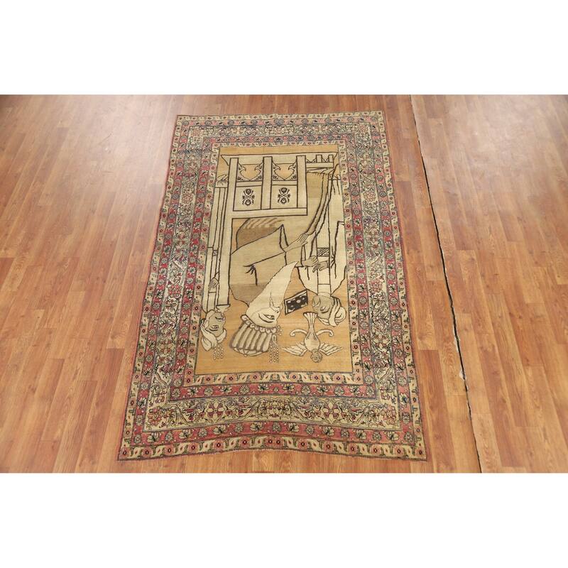 Pre-1900 Antique Vegetable Dye Kerman Persian Wool Carpet - 4'0" x 6'7"