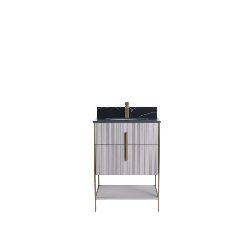 Fine Fixtures Serenity Modern Bathroom Vanity with Black Sintered Stone Top