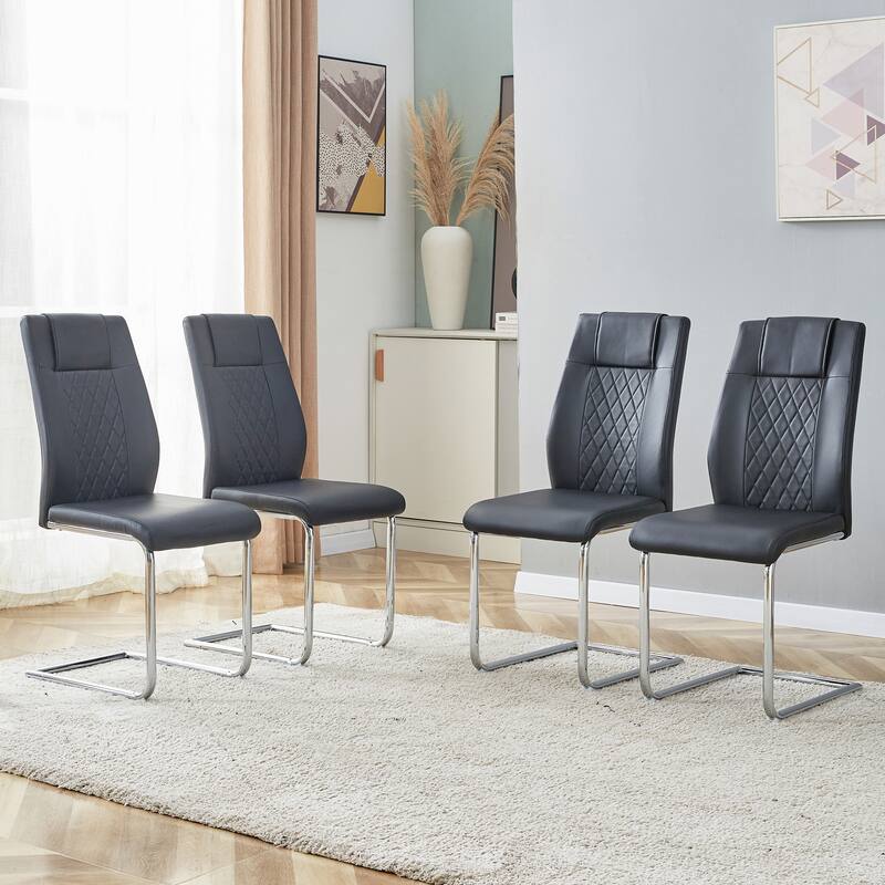 High Backrest Dining Chair Side Chair Black Dressing Chair Accent Chair Set of 4 Kitchen Chair Leather Chair
