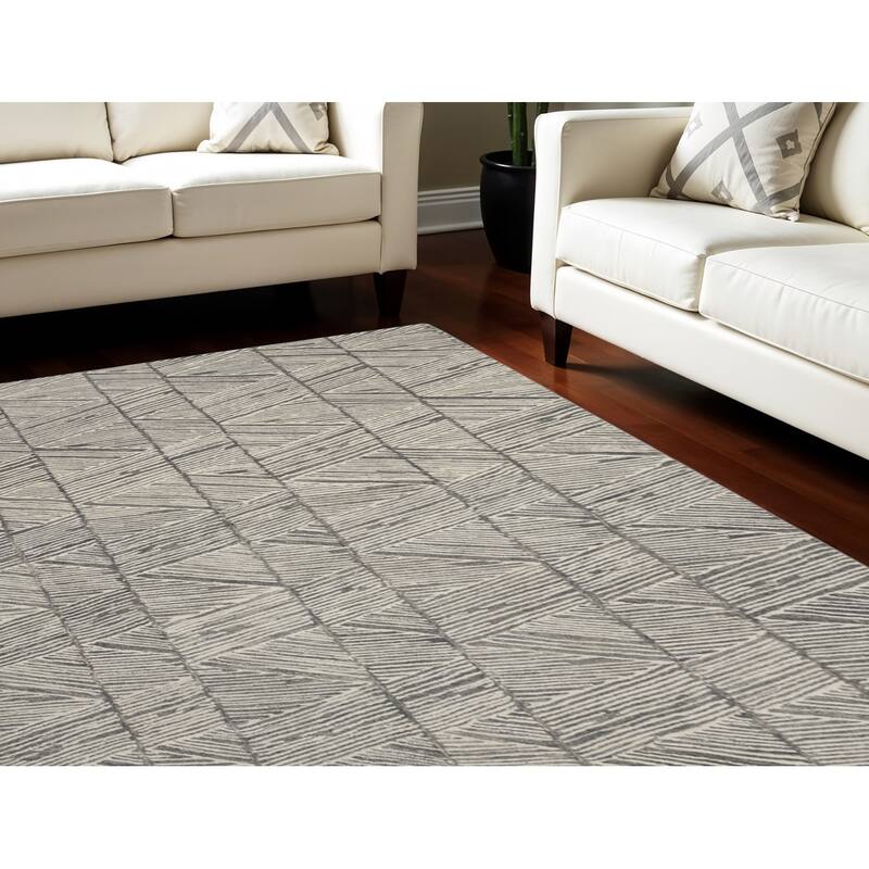 Fegip Power Loomed Abstract Modern Soft Area Rug By HomeRoots - 138' X '99' X '0.6 - 138' X '99' X '0.6 - Cream/Onyx - Rectangle