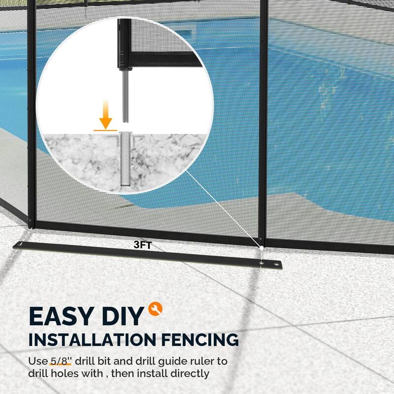 Swimming Pool Safety Fence for Inground Pool (1-Piece) - 12 x 5 ft