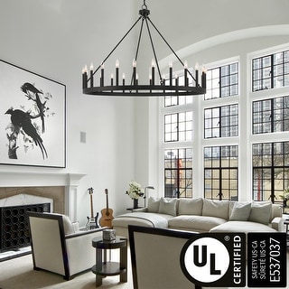 Acroma 24-light 47In Modern Farmhouse Large Wagon Wheel Chandelier - 47 inches