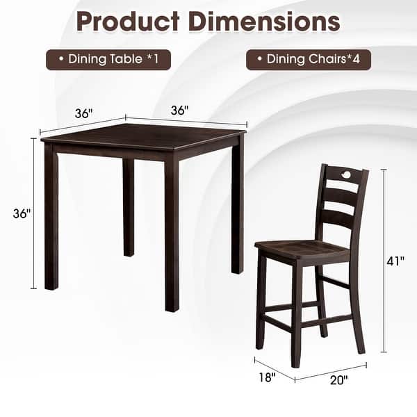 Farmhouse Expresso Solid Wood 5-piece Counter Height Dining Table Set ...