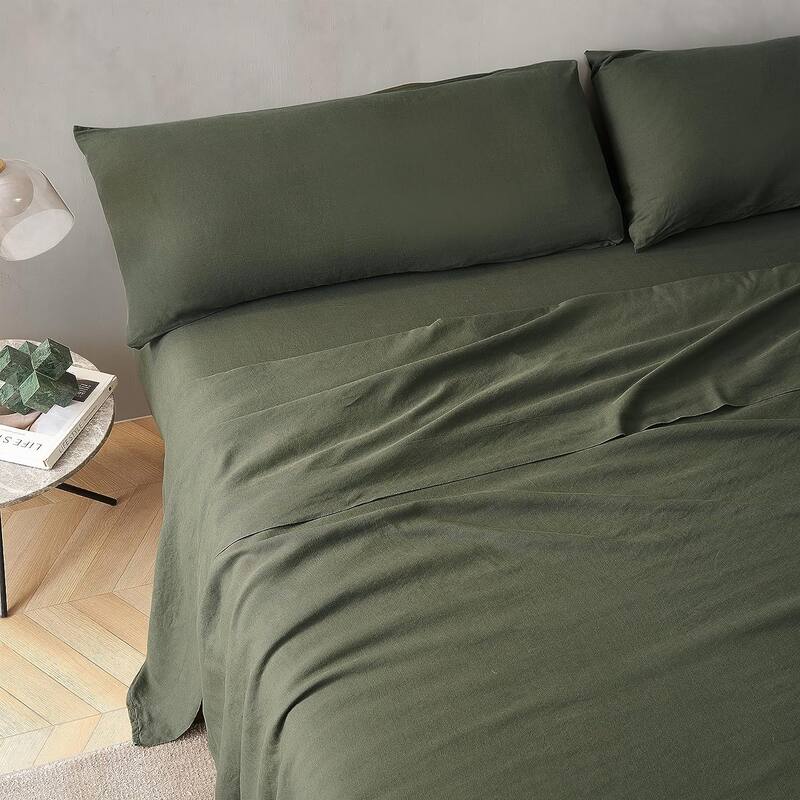 Dark Sky Reserve® - Bamboo Linen Sheet Set - Portugal Made - Hero Green