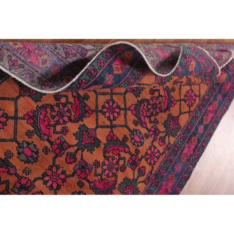 Over-Dyed Sirjan Persian Vintage Runner Rug Handmade Wool Carpet - 3'11"x 9'10"