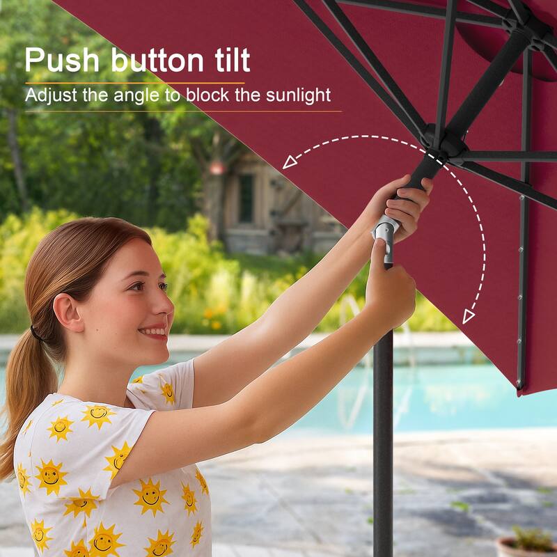 LIVOOSUN 6x9Ft LED Patio Umbrella Weather Resistant Table Umbrella