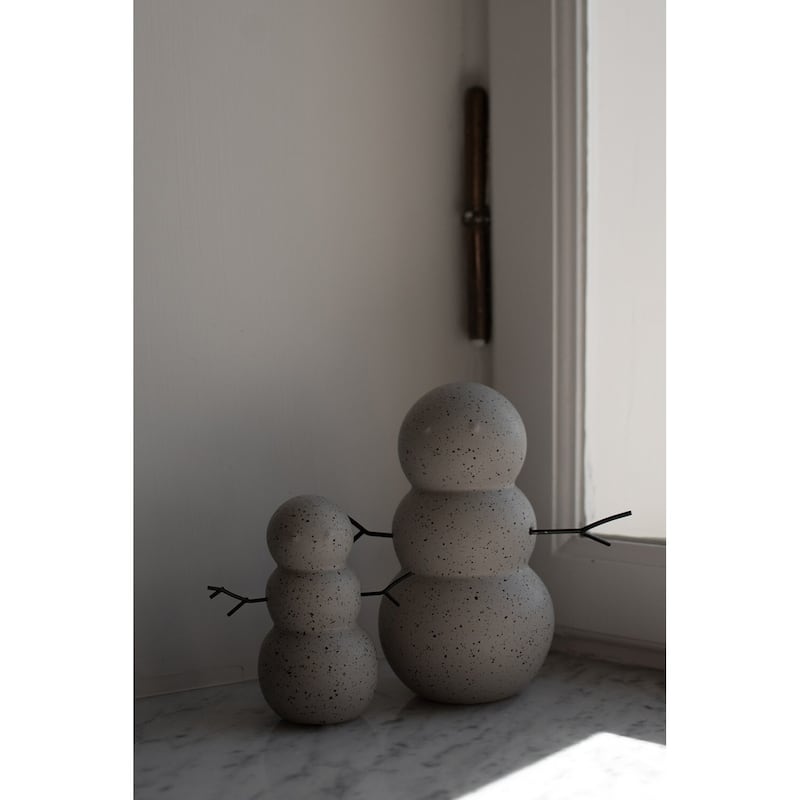 Ceramic Snowman Mole Dot Christmas Tabletop Figurine - 4.25" - White and Black