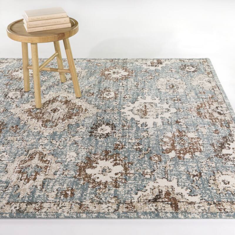 Annan Oriental Floral Area Rug - 7'10" x 10' - Blue