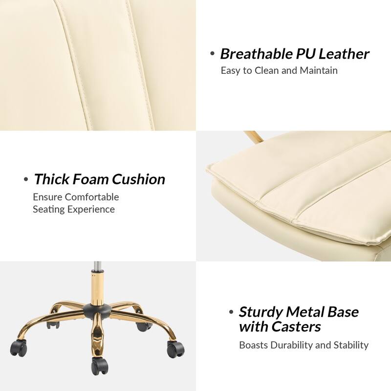 Ignacio Modern Leather Rocking Office Chair with Metal Base by HULALA HOME