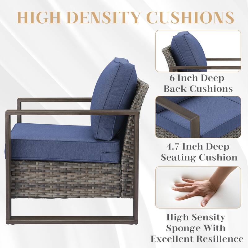 Gymojoy 7 Pieces Rattan Sofa,Gilder Chair, Patio Chair and Ottoman