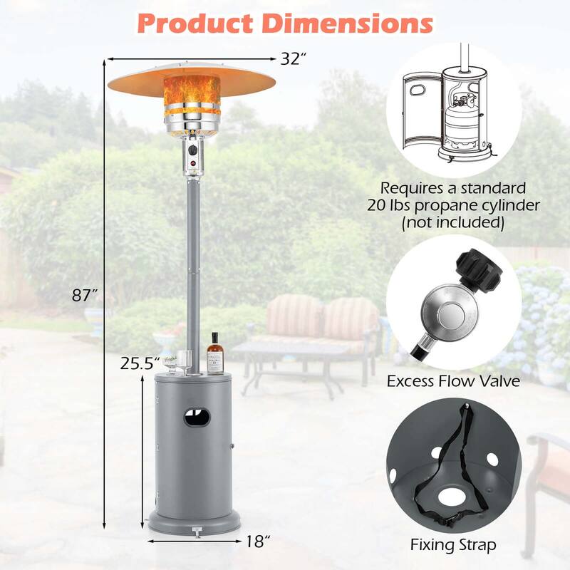 Costway 50,000 BTU Patio Heater with Wheels Round Table Design & - See Details