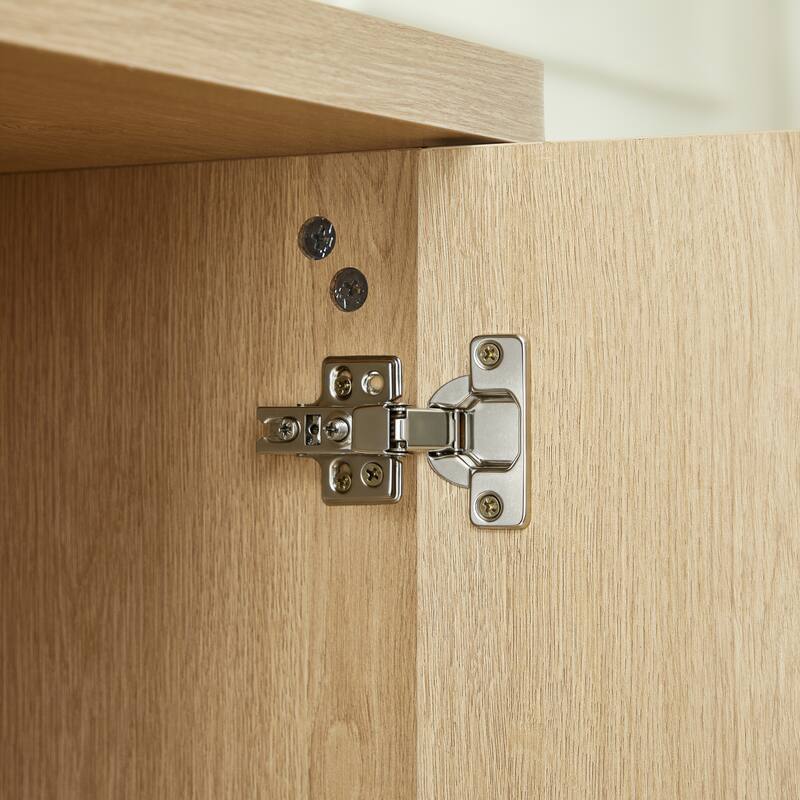 67" Modern sideboard storage cabinet with tip-on opening, soft-close hinges, and tilt-proof wall mount