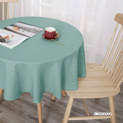 Tablecloth Solid Faux Linen Water Resistant Table Cover