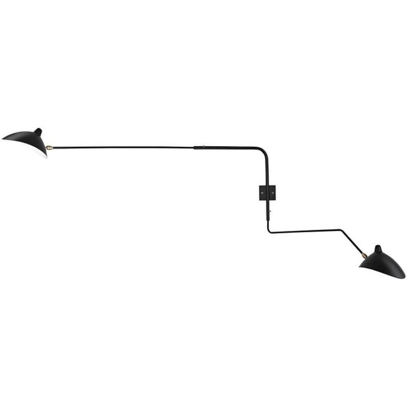 Minimalist 2-Lights Swinging Arm Wall Lighting, Adjustable Black Wall Reading Office Lights - N/A