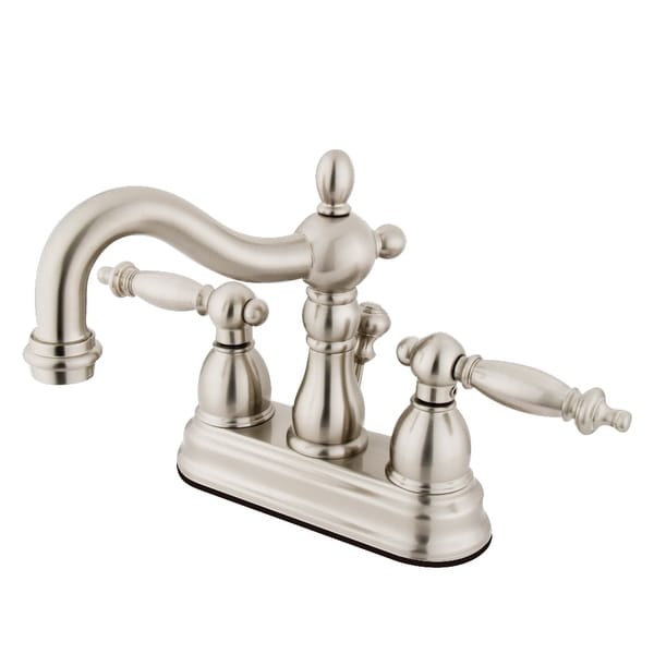 Kingston Brass KB160.TL Heritage 1.2 GPM Centerset Bathroom Faucet with Pop-Up Drain Assembly and Metal Handles
