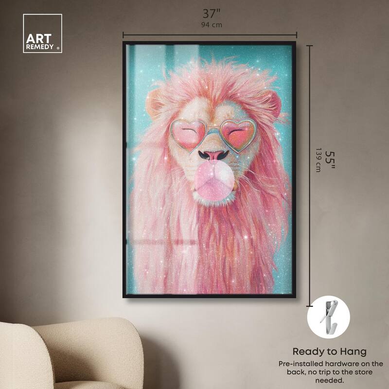 Pastel Lion Bubblegum Shadowbox by Art Remedy
