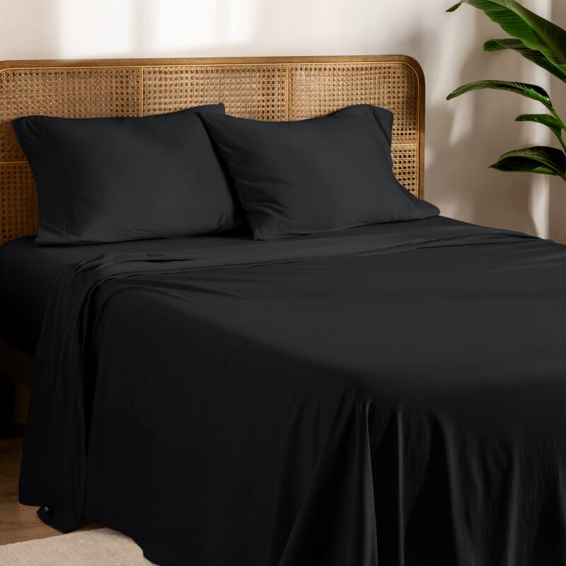 Bare Home Organic Cotton Jersey Sheet Set - Twin XL - Black
