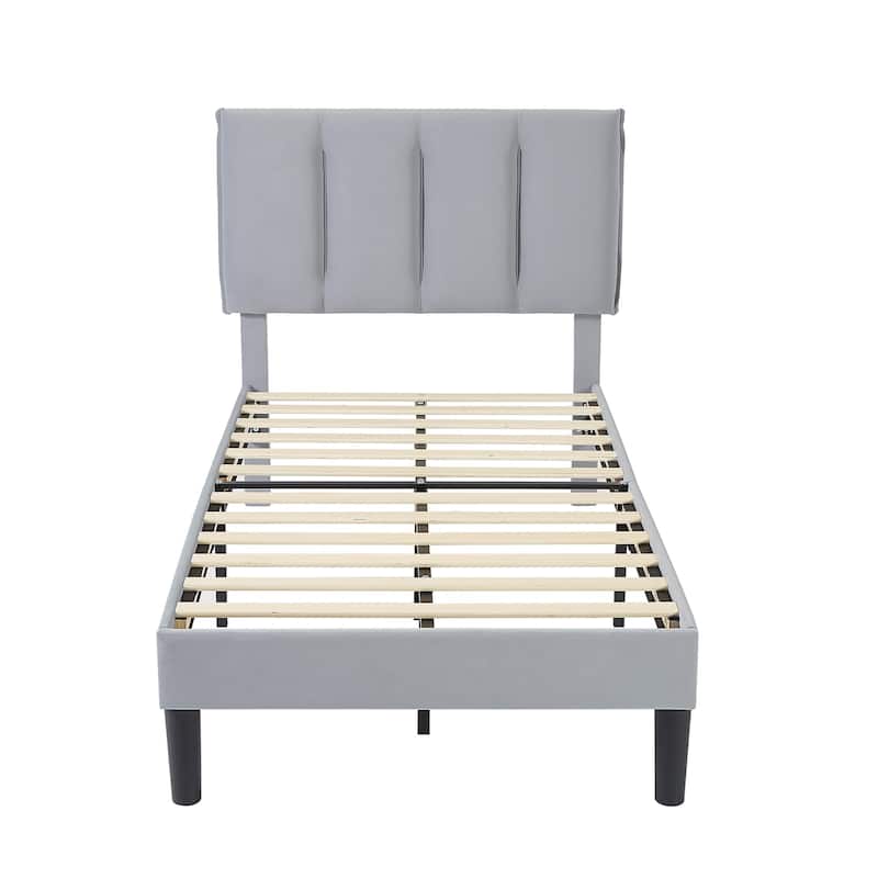 Javlergo Velvet Upholstered Platform Bed Frame with Adjustable Headboard