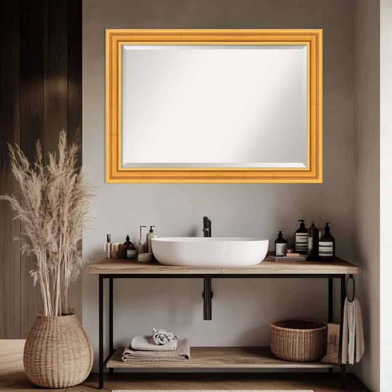 Sierra Beveled Wood Framed Bathroom Vanity Wall Mirror