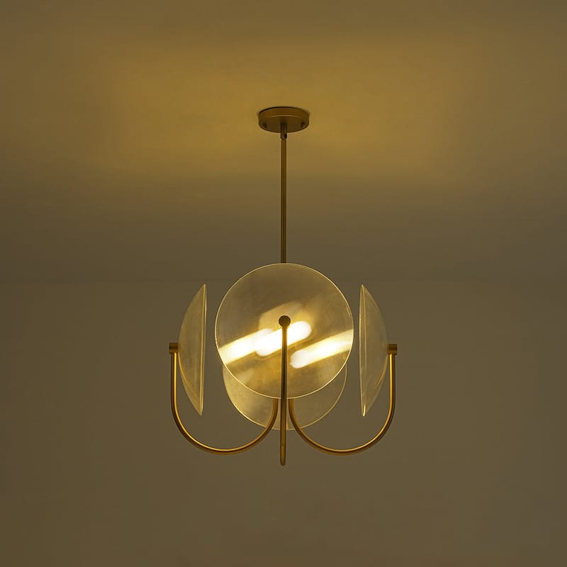 Designer 4-Light White Glass Disc Sphere Sputnik Chandelier 20in