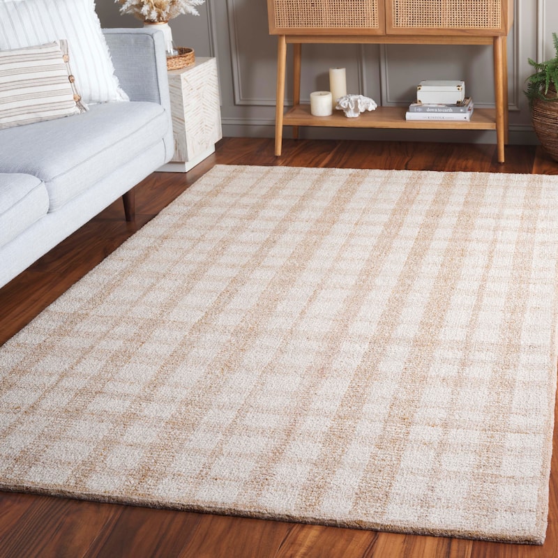 SAFAVIEH Handmade Abstract Zilia Checkered Wool Rug - 8' x 10' - Ivory/Gold - Rectangle
